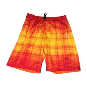 Speedo Yellow Orange Board Shorts Mesh Liner Size L